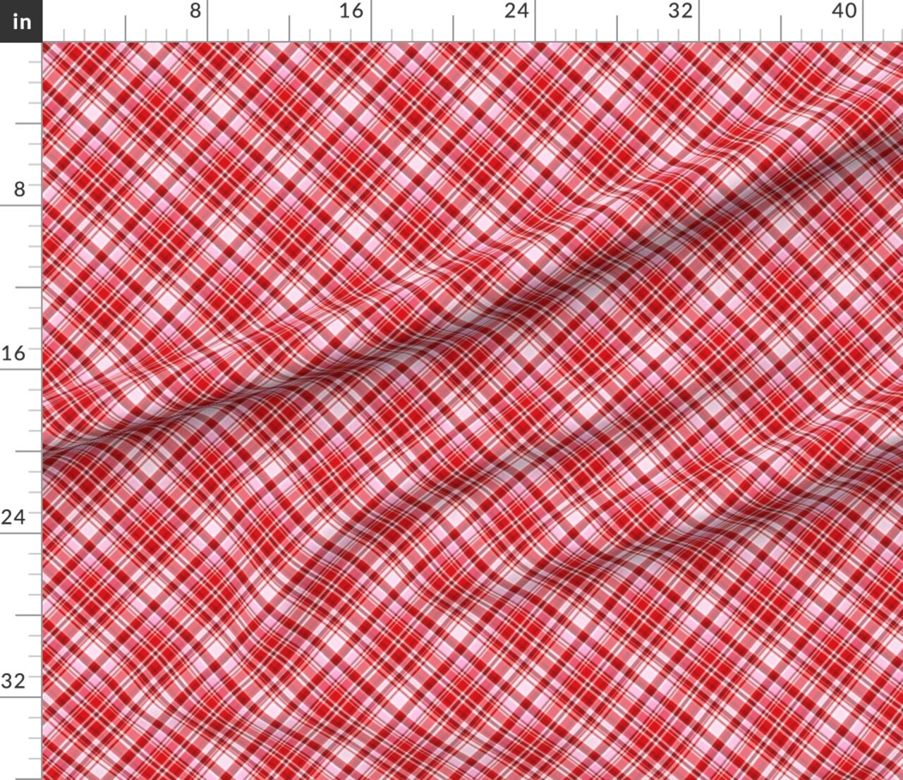 Day Plaid Red Pink Valentines Custom Printed Fabric by Spoonflower Various Fabrics by the Yard or Fat Quarter